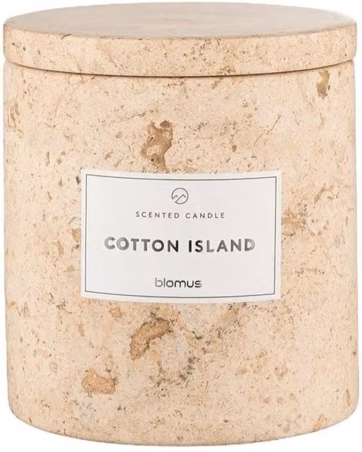 Blomus FRABLI Cotton Island Scented Candle L in Travertin Beige with Fresh Floral Fragrance