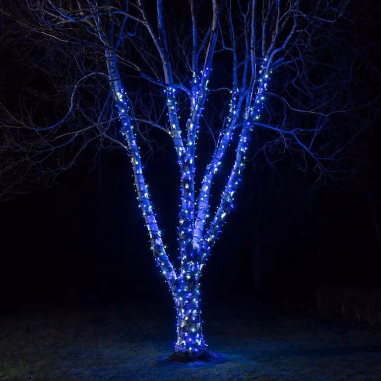 Pro Connect 900 Connectable LED String Lights with Black Cable, Warm White and Blue & White, 90m