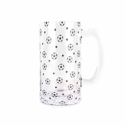 Purely Home Football Beer Glass Stein, 450ml, Black and Transparent