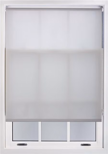 Furnished Grey Semi-Transparent Polyester Roller Blinds, W: 220 cm, H: 210 cm