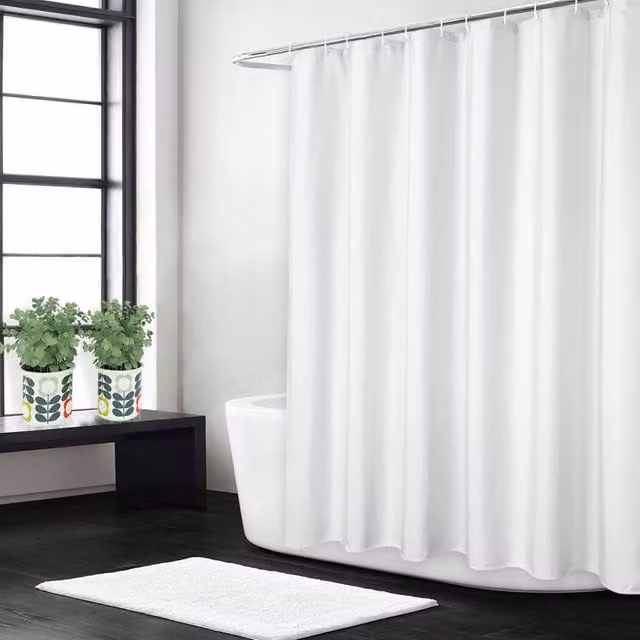 London Boutique Waterproof Polyester Shower Curtain in White, W: 182.88 cm, H: 198.12 cm