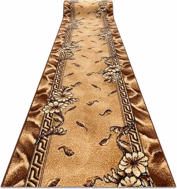 RugsX Bcf Trio Floral Runner in Gold, W: 120 cm, L: 250 cm