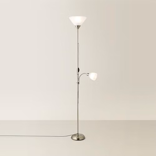 ValueLights Moz Mother and Child Uplighter Floor Lamp in Gold/Brass with LED Bulbs