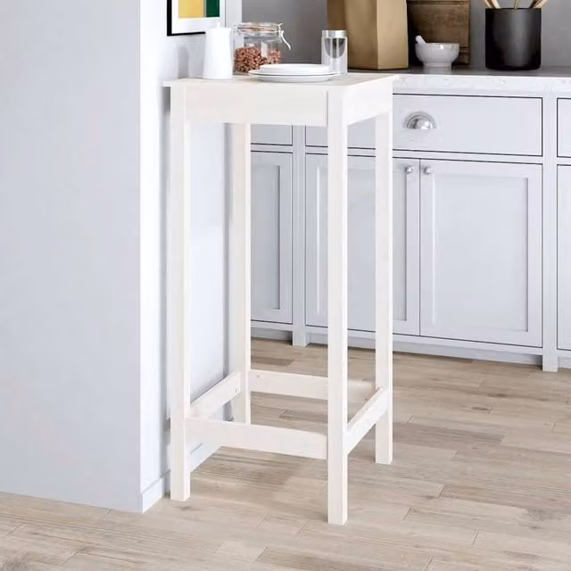 Berkfield Home Beautiful Bar Table in White Solid Wood Pine, W/D/H: 50 x 50 x 110 cm