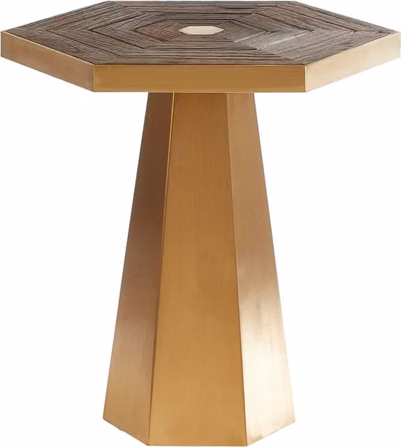 Orsina Modern Geometric Hexagon End Table in Gold