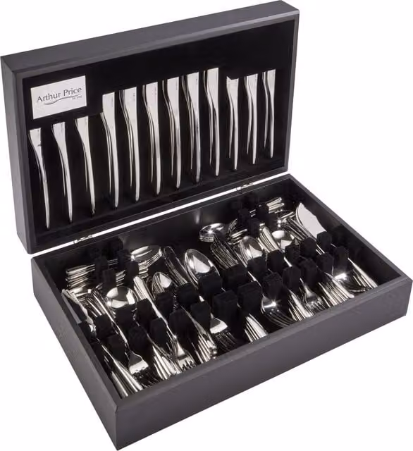 Arthur Price Signature Echo 124 Piece 12 Person Stainless Steel Cutlery Set in Silver
