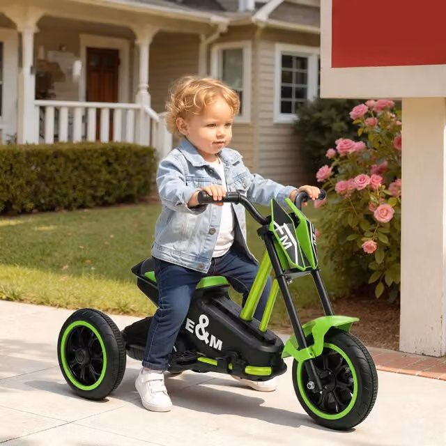AIYAPLAY Toddler Pedal Balance Indoor Tricycle in Green