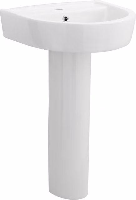 Balterley Round Ceramic 1 Tap Hole Basin with Full Pedestal, White, W: 52 cm, D: 45 cm, H: 82.5 cm