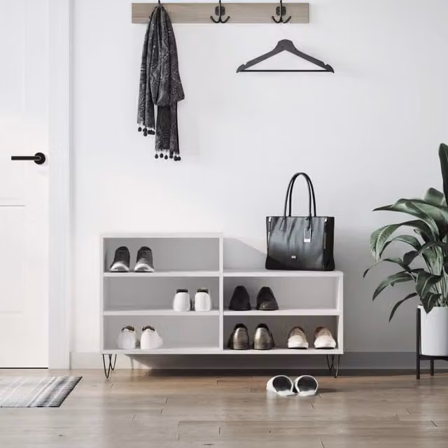 Berkfield Home White Modern Wall Mounted Shoe Cabinet W/D/H: 102 x 36 x 60 cm