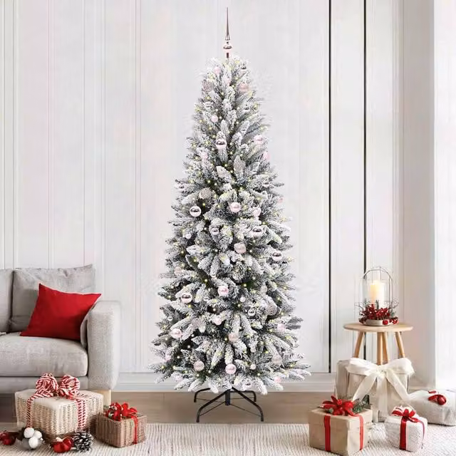 Berkfield Home Green Artificial Christmas Tree with 300 White LEDs, W/D/H: 78 x 78 x 210 cm
