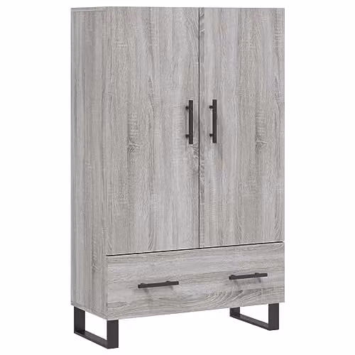 vidaXL Modern Grey Highboard with Hinged Doors and Internal Shelves, W/D/H: 69.5 x 31 x 115 cm