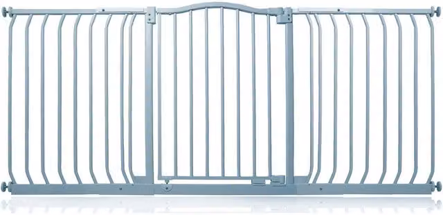 Safetots Curved Top No-Drill Extendable Safety Gate for Doors and Stairs in Grey, Width: 161 cm