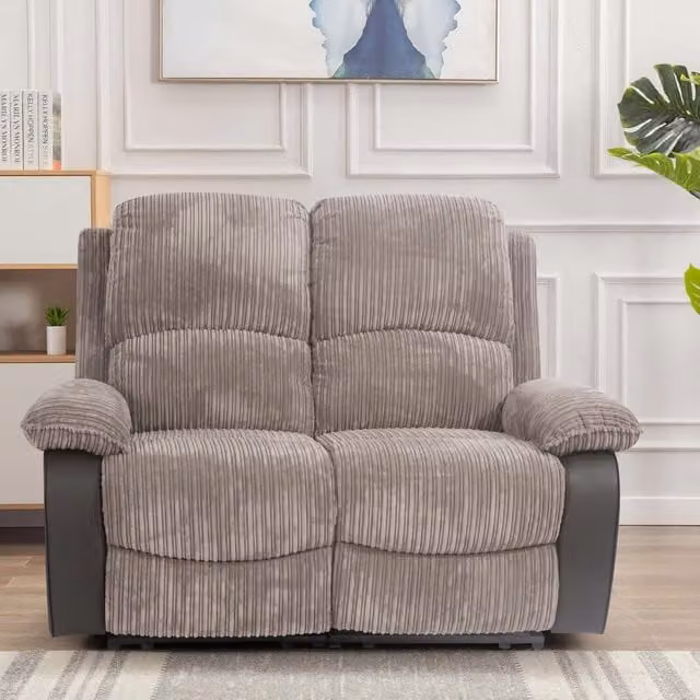 Comfy Living Grey Jumbo Cord 2 Seater and 3 Seater Sofa Set