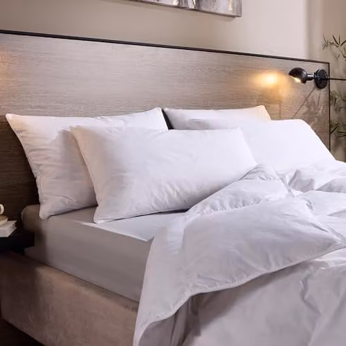 Snuggledown 4 Pack Luxury Goose Feather and Down Pillows, White, Medium Support for Back Sleepers, W: 74 cm, H: 48 cm