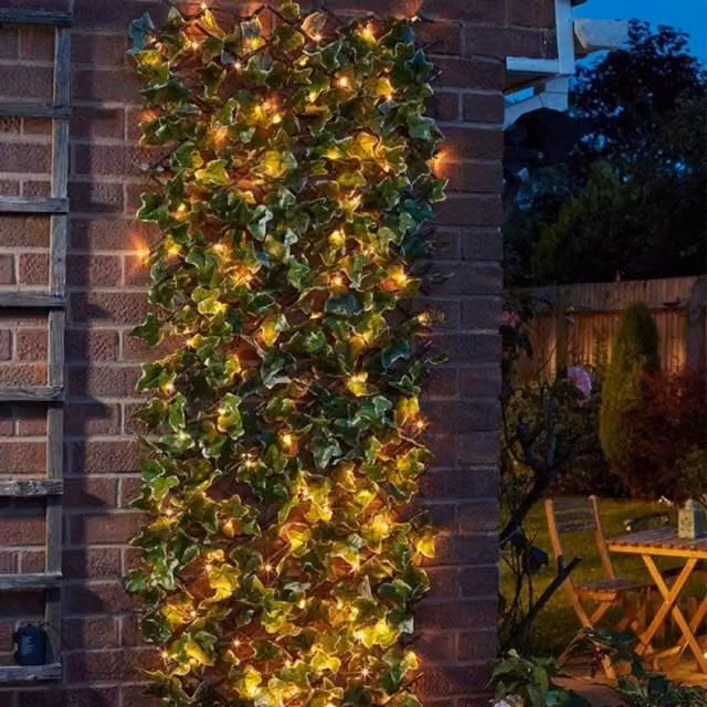 Marco Paul Solar Artificial Ivy Flower Wall in Green, 180 cm Height
