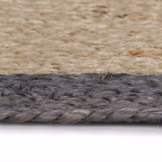 Berkfield Home Handmade Braided Jute Round Rug in Natural with Dark Grey Border, Diameter: 100 cm