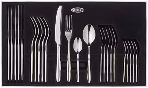 Stellar Winchester 24-Piece Polished Silver Stainless Steel Cutlery Set for 6 People