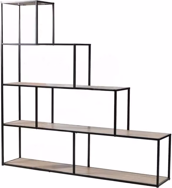CALICOSY LEXIE 5-Tier Staircase Design Bookshelf, Black, W: 160 cm, H: 157 cm, D: 30 cm