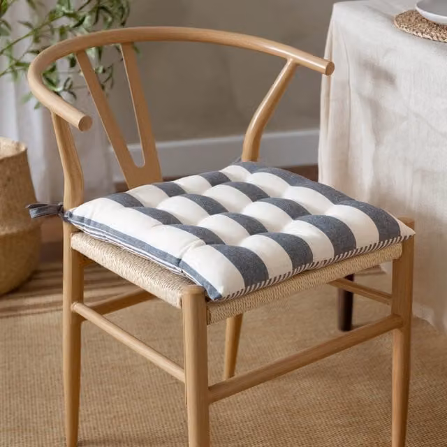 Make It A Home Blue Cotton Square Seat Pads, Twin Pack