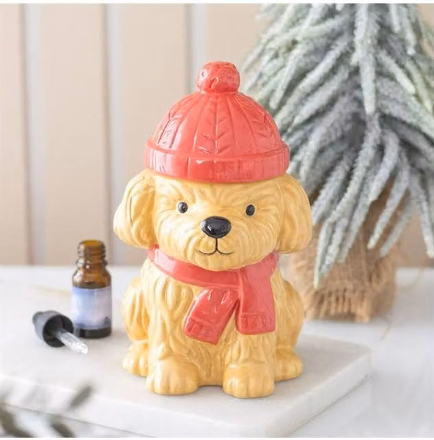 KDMD Winter Puppy Ceramic Wax Warmer and Oil Burner in Beige
