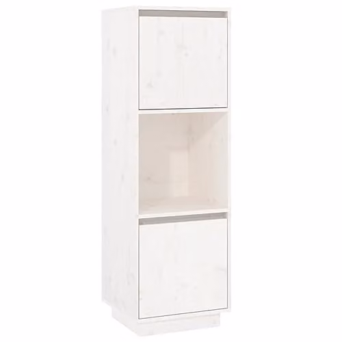 vidaXL White Solid Wood Pine Highboard with Hinged Doors and Open Shelf, W/D/H: 38 x 35 x 117 cm