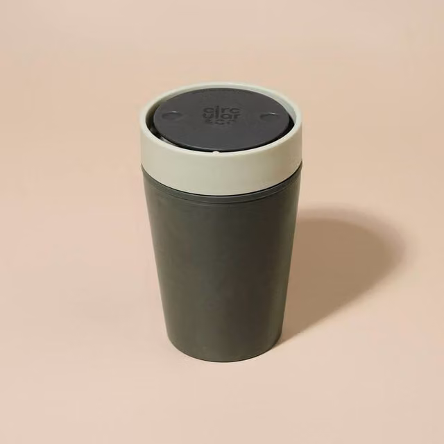 Circular & Co Reusable Coffee Cup Made from Marine Plastic in Light Grey, 8oz/Small