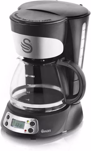 Swan Programmable Coffee Maker with Keep Warm Function, LCD Timer and Auto Shut-off, 0.75 l, 700W, Black