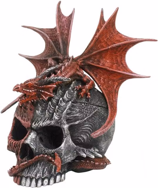 Spiral Direct Ltd Serpent Infection Dragon Skull Tabletop Ornament, Multicolor and Red