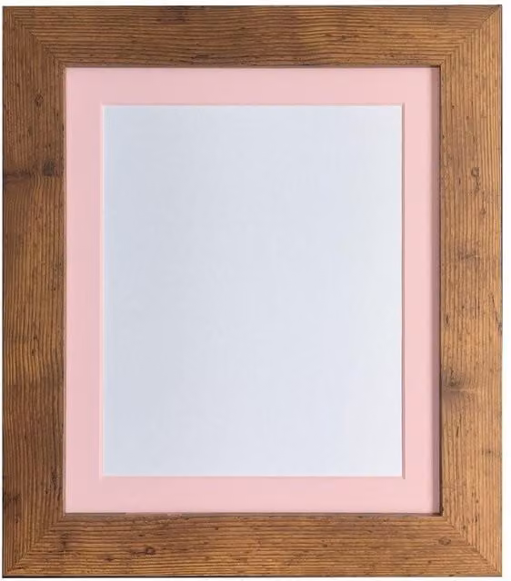Frames & Mirrors 4U Metro Vintage Wood Frame with Pink Mount in Walnut, Image Size: 50 x 70 cm