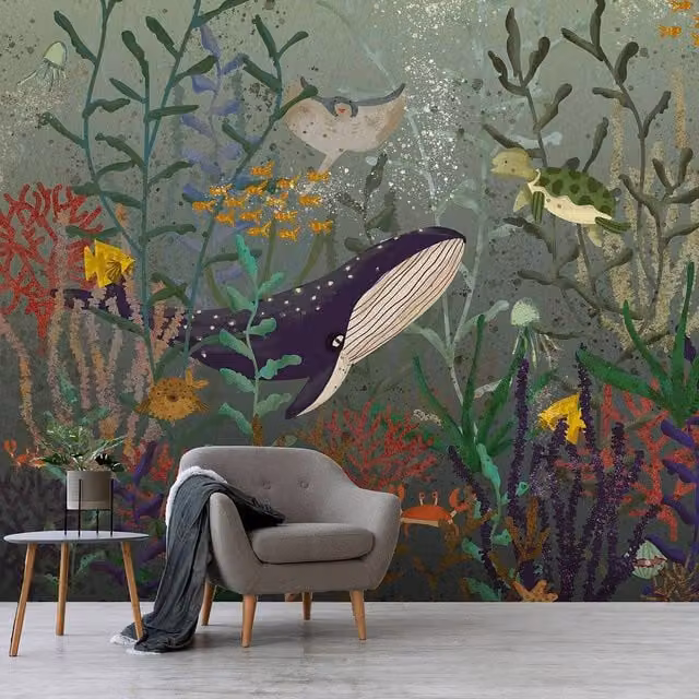 Superfresco Easy Under The Sea Blue Multicolour Mural Wallpaper, W: 300 cm, H: 280 cm
