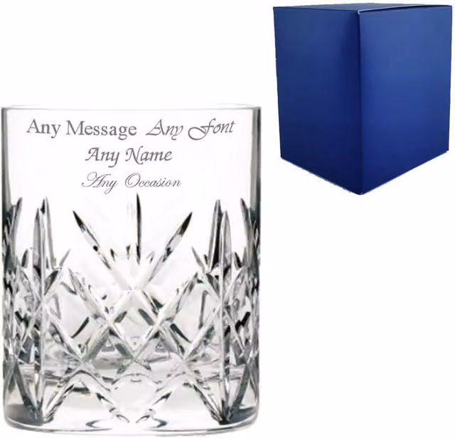 Uniqueful Personalised Flamenco Crystalite Full Cut Whisky Tumbler, 320ml, Clear