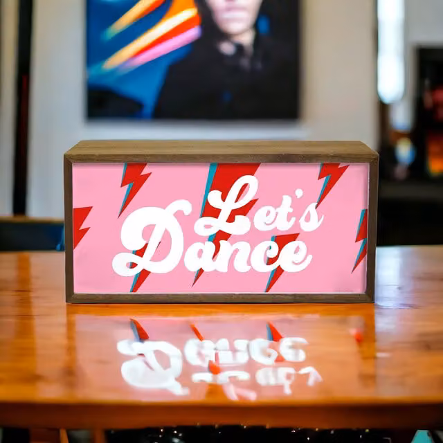 Echo Three Let's Dance LED Light Box in Brown Wood Effect, W/D/H: 30 x 15 x 7 cm