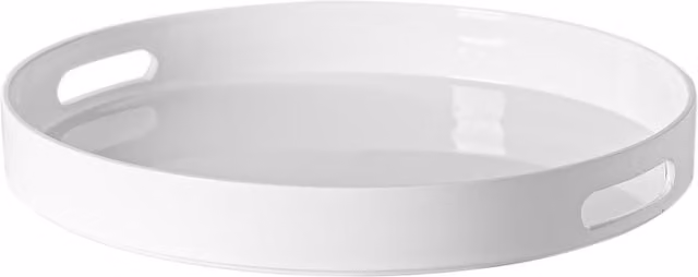 Argon Tableware Pack of 6 Round Melamine Serving Trays in White, Diameter: 33 cm