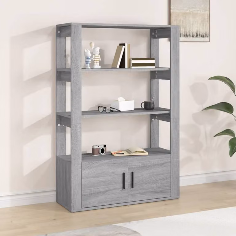 Berkfield Home Grey Sonoma Sideboard in Engineered Wood, W/D/H: 80 x 30 x 119.5 cm