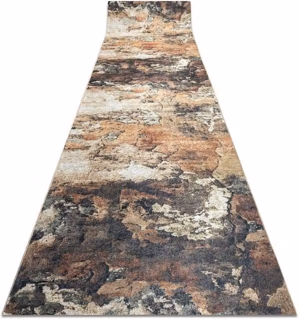 RugsX Anti-Slip Lotus Runner in Beige and Multicolour, W: 120 cm, L: 260 cm