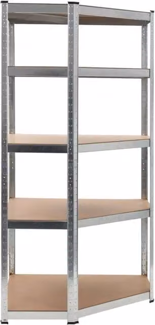 Berkfield Home Silver Storage Shelf with Adjustable Shelves, Steel and MDF, W/D/H: 90 x 90 x 180 cm