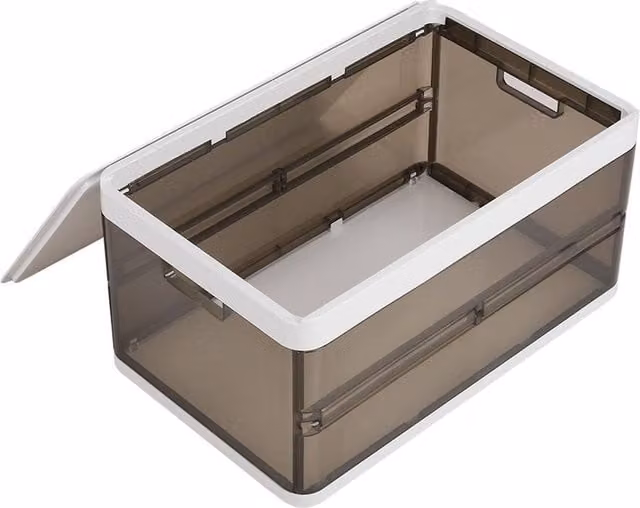 Garden Sanctuary Folding Clothes Organiser Wardrobe Drawer Storage Box, Brown and Transparent, W: 40.0 cm, D: 20.0 cm