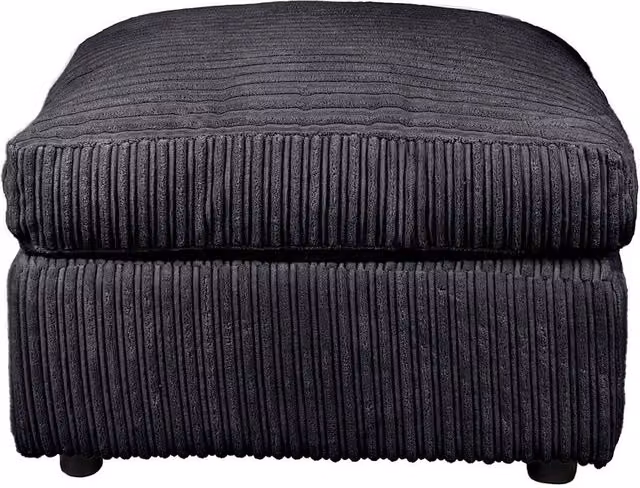 LUXURY LIFE Amalfi Jumbo Cord Fabric Footstool in Black, W/D/H: 60 x 60 x 65 cm