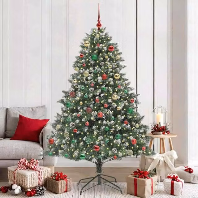 Berkfield Home Green Artificial Christmas Tree with Stand, W/D/H: 140 x 140 x 210 cm