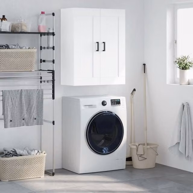 Berkfield Home Wall Mounted Cabinet in White, W/D/H: 69.5 x 34 x 90 cm