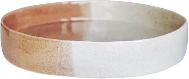 Ivyline Bowen Dipped Ceramic Candle Plate, Brown and White, D29cm, H5cm