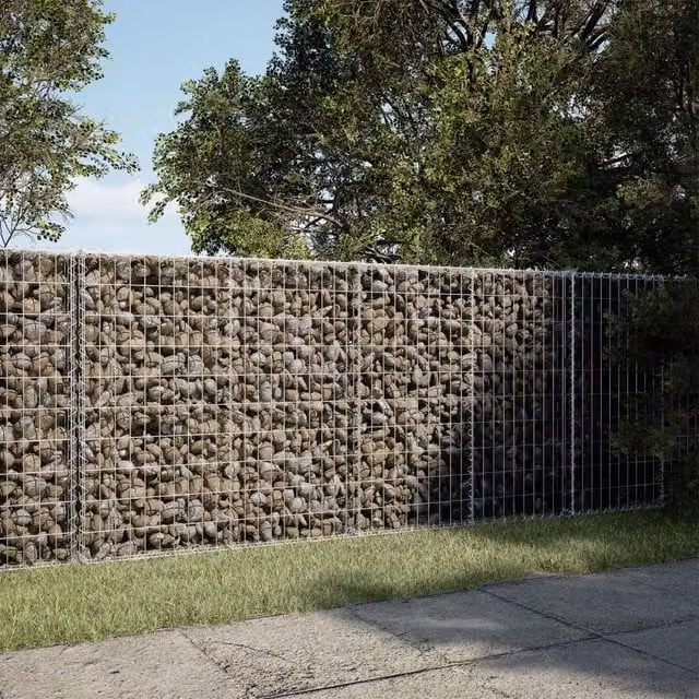 Berkfield Home Silver Galvanised Steel Gabion Basket with Cover W: 200 cm, D: 100 cm, H: 100 cm
