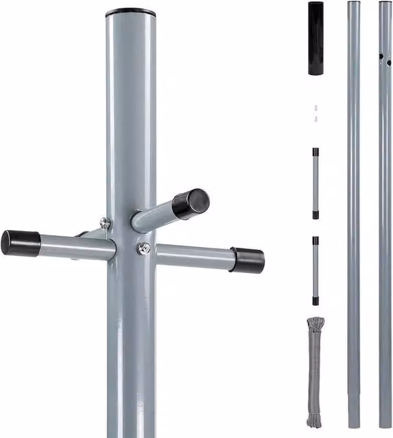 Havendro Heavy Duty Galvanised Steel Washing Line Post Pole in Grey, Height: 240 cm