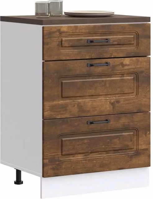 Berkfield Home Kalmar Kitchen Base Cabinet in Smoked Oak Brown Engineered Wood