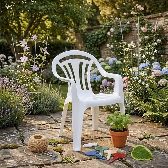 Storm Trading Group Pack of 12 Stackable White Plastic Low Back Garden Chairs
