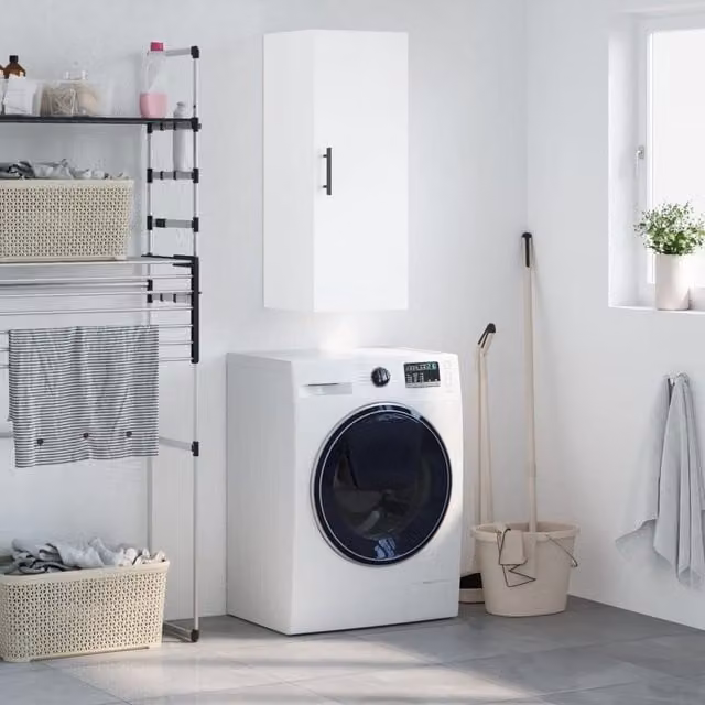Berkfield Home White Wall Mounted Cabinet W/D/H: 34.5 x 34 x 90 cm