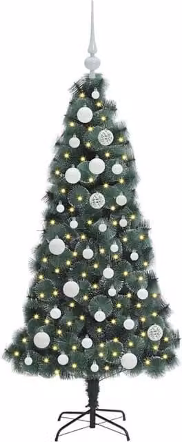 Berkfield Home Elegant Pre-lit Artificial Christmas Tree with Ball Set, Green, Height: 120 cm