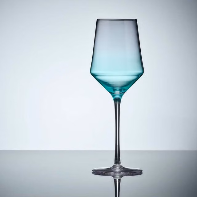 Sienna Glass Set of 6 Wine Glasses in Blue and Grey Ombre Design