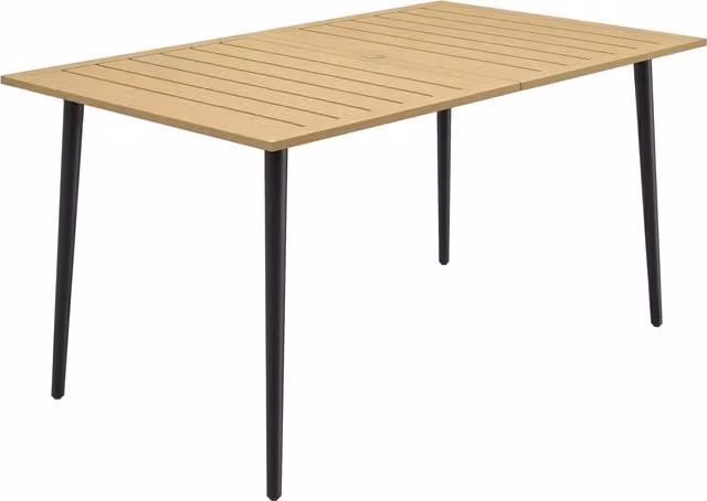 Outsunny Brown Rectangular Garden Dining Table with Parasol Hole and Powder Coated Steel Frame
