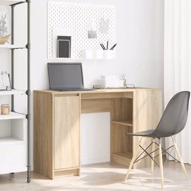 Berkfield Modern Secretary Desk in Sonoma Oak and Brown, W/D/H: 120 x 42 x 76 cm